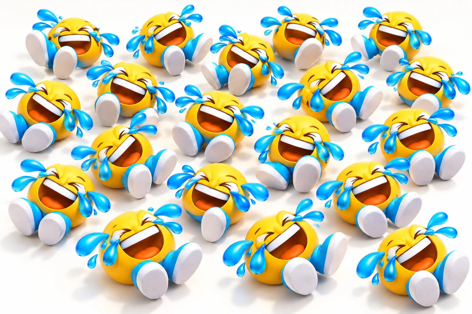A crowd of ROFL characters rolling on the floor laughing together